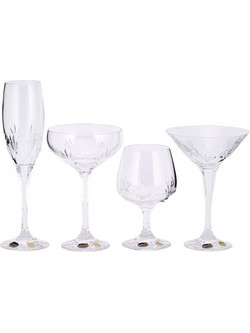 WM Collection NManon Σετ Ποτήρια Σαμπάνιας Κρυστάλλινα Κολωνάτα 345ml 6τμχ