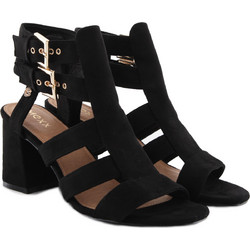 Mexx Calista Γυναικεία Πέδιλα Suede Μαύρα με Χοντρό Ψηλό Τακούνι MXCZ0055-1000