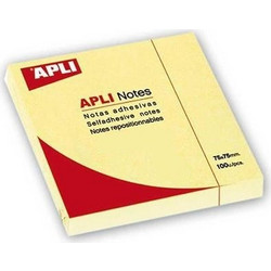 Αυτοκόλλητα χαρτάκια Apli 75x75mm κίτρινα Κίτρινο