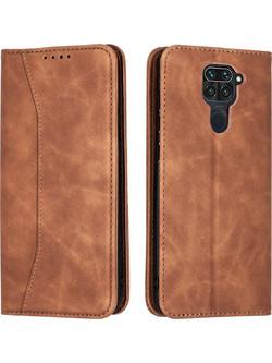 Bodycell Pu Leather Book Case Brown (Xiaomi Note 9)