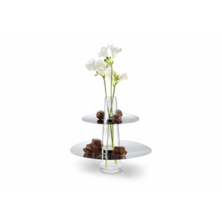 FONTAINE etagere with vase. Material:glass, polished stainless steel 24.5 (h) cm. Dimensions:Length: 11 inch Width: 11 inch Height: 10 inch (129012) ΔΖΟ.050