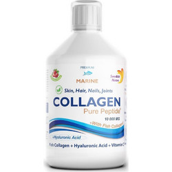 Swedish Nutra Collagen Pure Peptide 10000mg Strawberry με Υαλουρονικό Οξύ & Βιταμίνη C 500ml
