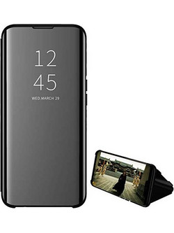 Xiaomi Redmi Note 9S/ 9 Pro/ 9 Pro Max (6.67 Inch) - Cover Mirror flip Clear View Standing Shockproof Case Black - Black (oem)