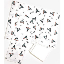 Tiny Toes Teepees Σετ Βρεφικά Σεντόνια Κούνιας Βαμβακερά 110x160 White