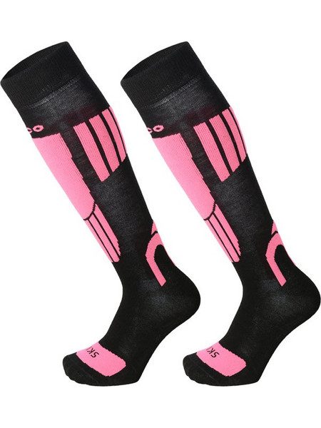 MICO 2608 Light weight - Παιδικές κάλτσες Ski merino wool - Black Fucsia fluo