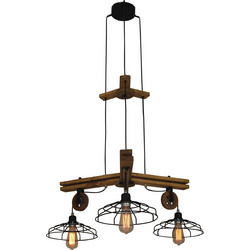 Home Lighting Deon Κρεμαστό Φωτιστικό Οροφής Πλέγμα Τρίφωτο E27 Μαύρο 77-3171