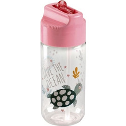 Miquelrius Save The Ocean Παιδικό Μπουκάλι Πλαστικό BPA Free με Καλαμάκι Ροζ 430ml