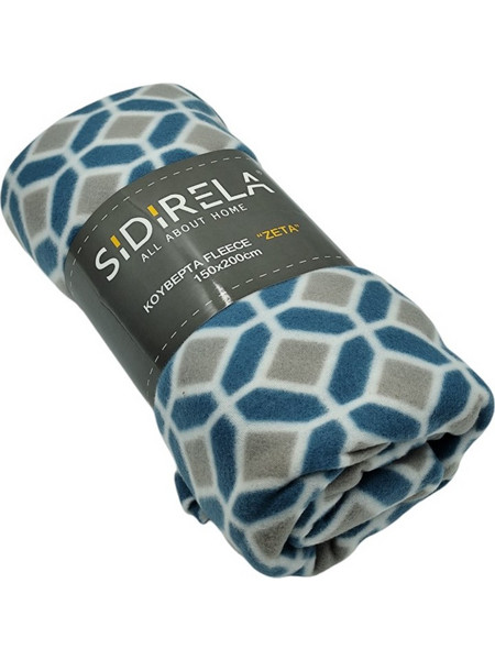 Sidirela Κουβέρτα Fleece Μονή Μπλε-Γκρι ΖΕΤΑ 150x200cm E-3327 3642133272-6