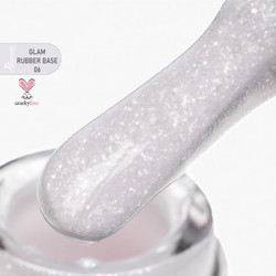 Alezori Glam 06 Rubber Base Glitter Ημιμόνιμο Βερνίκι Νυχιών