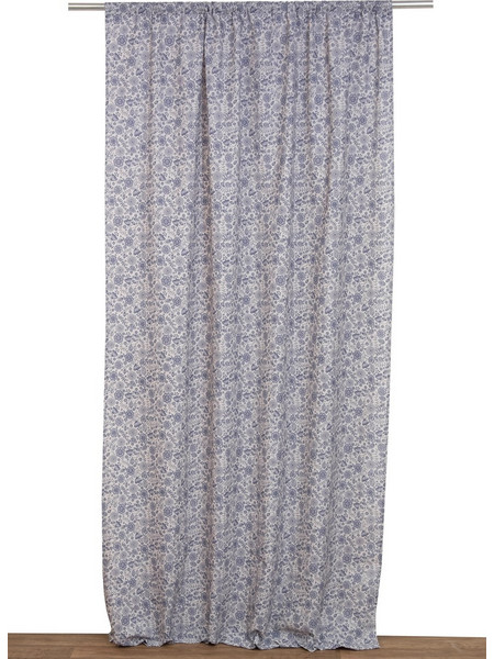Viopros Κουρτίνα Λονέτα Floral με Τρέσα 140x270 Νέον Μπλε