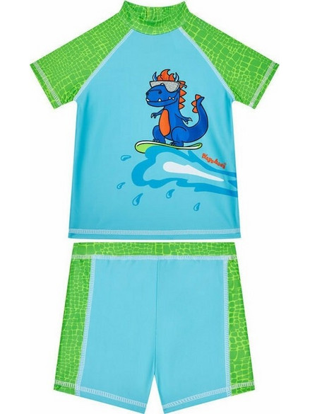 Playshoes Dinosaur Σετ Αντηλιακό UV Βρεφικό Μαγιό Σετ με Μπλούζα για Αγόρι Γαλάζιο 0112-461302