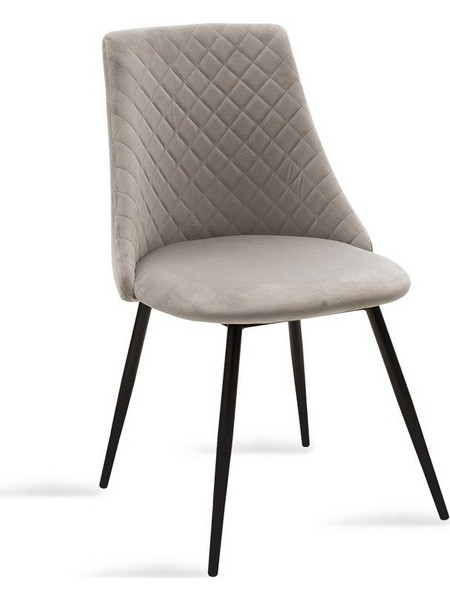Καρέκλα GISELLE από ύφασμα βελούδο σε χρώμα μαύρο/γκρι 52x51x82