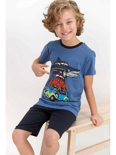 Rolypoly Sea Cars Παιδική Πιτζάμα Βαμβακερή Καλοκαιρινή Μπλε RP1697