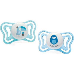 Chicco PhysioForma Light Ανατομικές Ορθοδοντικές Πιπίλες Σιλικόνης Νυκτός 2-6m Πουλάκι Κουκουβάγια 2τμχ