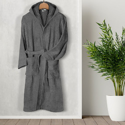 Lino Home Μπουρνούζι 100% Βαμβακερό με Κουκούλα Μπορντό