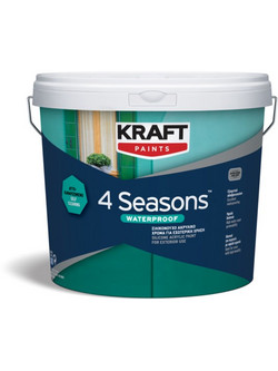 Kraft Paints 4 Seasons Waterproof Μονωτικό Σιλικονούχο Χρώμα Εξωτερικού Χώρου Λευκό 3lt