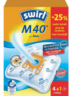 Swirl M40 Σακούλες Σκούπας 4τμχ Συμβατές με Σκούπα Miele
