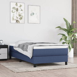 vidaXL Κρεβάτι Boxspring Υφασμάτινο με Στρώμα Μπλε 100x200cm 3144059