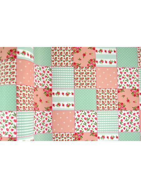 Ύφασμα μικροφίμπρα Spring patchwork βεραμάν 150 cm X 5 m