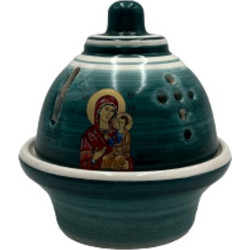 Kαντήλι Θόλος Θεομήτωρ Kεραμικό 13x14cm - Πράσινο