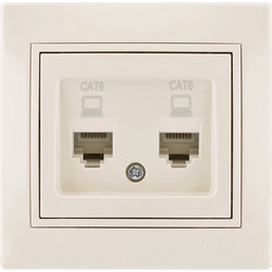Lezard Πρίζα RJ45 1X8P με 2 Εξόδους Cat 6 Κρεμ Mira (Πλήρης) 701.0303142