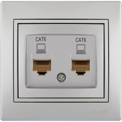 Lezard Πρίζα RJ45 1X8P με 2 Εξόδους Cat 6 Ασημί Mira (Πλήρης) 701.1010142