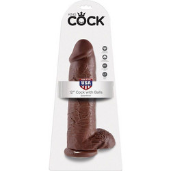 Pipedream King Cock 12" Ρεαλιστικό Dildo με Βεντούζα & Όρχεις 30cm Καφέ