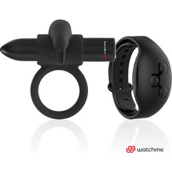 Black & Silver Burton Control Cockring Watchme Ελαστικό Δαχτυλίδι Πέους Σιλικόνης με Δόνηση 3.5cm Μαύρο