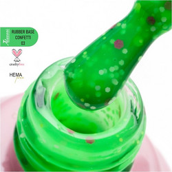 Alezori Confetti 03 Rubber Base Glitter Ημιμόνιμο Βερνίκι Νυχιών 15ml