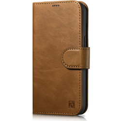 iCarer Oil Wax Wallet Case 2in1 Cover iPhone 14 Plus Anti-RFID Leather Flip Case Brown (WMI14220723-TN)