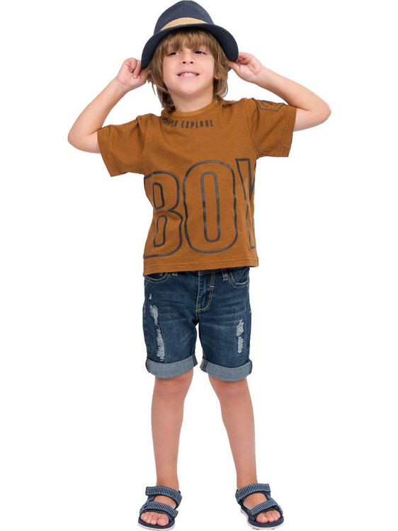 Energiers Παιδικό T-Shirt Κοντομάνικο Καφέ 12-222137-5
