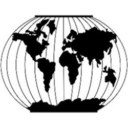 Μεταλλικό διακοσμητικό τοίχου World χρ. μαύρο, 65x4x43εκ