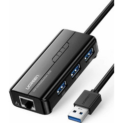 Ugreen 20265 USB Hub 3.0 USB-A με 3 Θύρες USB-A / Ethernet & Εξωτερική Παροχή Ρεύματος