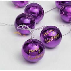 Aca Plastic Balls 10 LED Χριστουγεννιάτικα Λαμπάκια σε Σειρά Μπαταρίας Θερμό Λευκό 1.35m Μωβ XPPBALL10WW2A