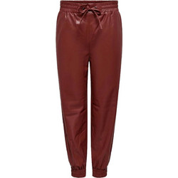 Only Sofia Δερμάτινο Γυναικείο Παντελόνι Jogger Relaxed Εφαρμογή με Λάστιχο Μπορντό 15260831