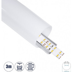 GloboStar SURFACEPENDANT-PROFILE 70855-3M Προφίλ Αλουμινίου - Βάση & Ψύκτρα Ταινίας LED με Λευκό Γαλακτερό Κάλυμμα - Επιφανειακή & Κρεμαστή Χρήση - Πατητό Κάλυμμα - Ασημί - 3 Μέτρα - Μ300 x Φ6cm