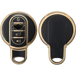 KW Θήκη Κλειδιού Mini - Σιλικόνη - 3 Κουμπιά - Smart Key - Black / Gold (58602.01)