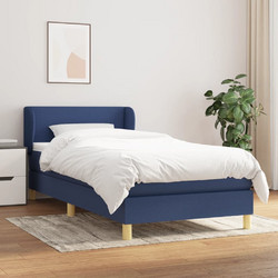 vidaXL Κρεβάτι Boxspring με Στρώμα Υφασμάτινο Μπλε 90x200cm 3126619