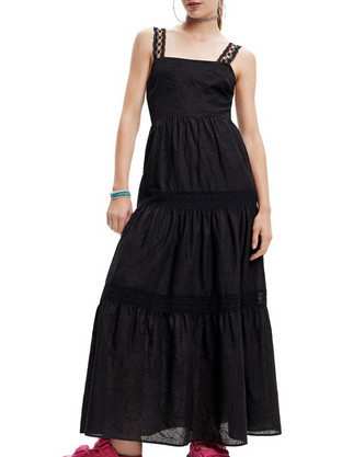 Desigual Karen Midi Καλοκαιρινό Καθημερινό Φόρεμα Μαύρο 23SWVW66-2000
