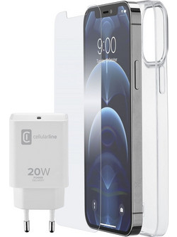 Cellular Line Starter Kit 413933 με Back Cover Σιλικόνης Διάφανο & Tempered Glass & USB-C Wall Adapter 20W (iPhone 12 Pro Max)