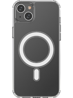 Clear Magnetic Case with MagSafe for iPhone 14 Plus with silver ring - transparent