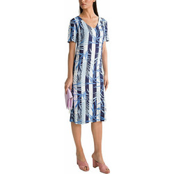 Vamp Midi Καθημερινό Φόρεμα Λευκό Navy Μπλε 5850
