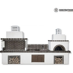 Sxistolithos Set 03090 Χτιστή Ψησταριά με Φούρνο Πάγκο και Νεροχύτη 415cm