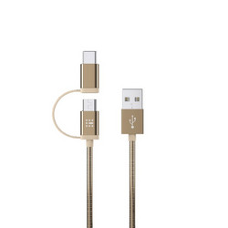 Luxury USB 2in1 Type C & Micro 1,2μ 3 χρώματα ανοξείδωτο ατσάλι SAS-100-16-013-Χρυσό 100-16-013