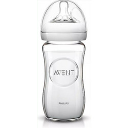 Philips Avent Natural SCF053/17 Γυάλινο Μπιμπερό με Θηλή Σιλικόνης κατά των Κολικών 1m+ 240ml