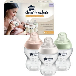 Tommee Tippee Closer To Nature Σετ Πλαστικά Μπιμπερό με Θηλή Σιλικόνης κατά των Κολικών 0m+ 3x260ml