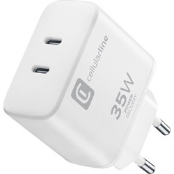 Cellular Line Φορτιστής Χωρίς Καλώδιο με 2 Θύρες USB-C 35W Power Delivery White