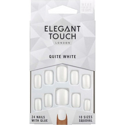 Elegant Touch Quite White Squoval Square Tips Νυχιών με Κόλλα 24τμχ