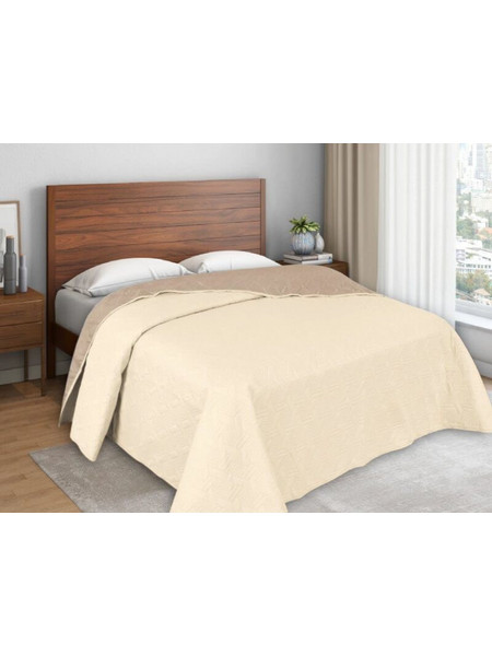 Κουβερλί Διπλής Όψεως Microfiber Geo Γαρύφαλλο - Ανοικτό Μπεζ, 220x240