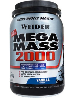 Weider Mega Mass 2000 Vanilla Πρωτεΐνη Ορού Γάλακτος Όγκου 1.5kg